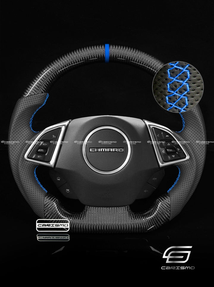 Carismo Steering Wheel For Chevrolet Camaro (Gen 6) - Sport - Gloss Carbon - Perforated Leather - Carismo