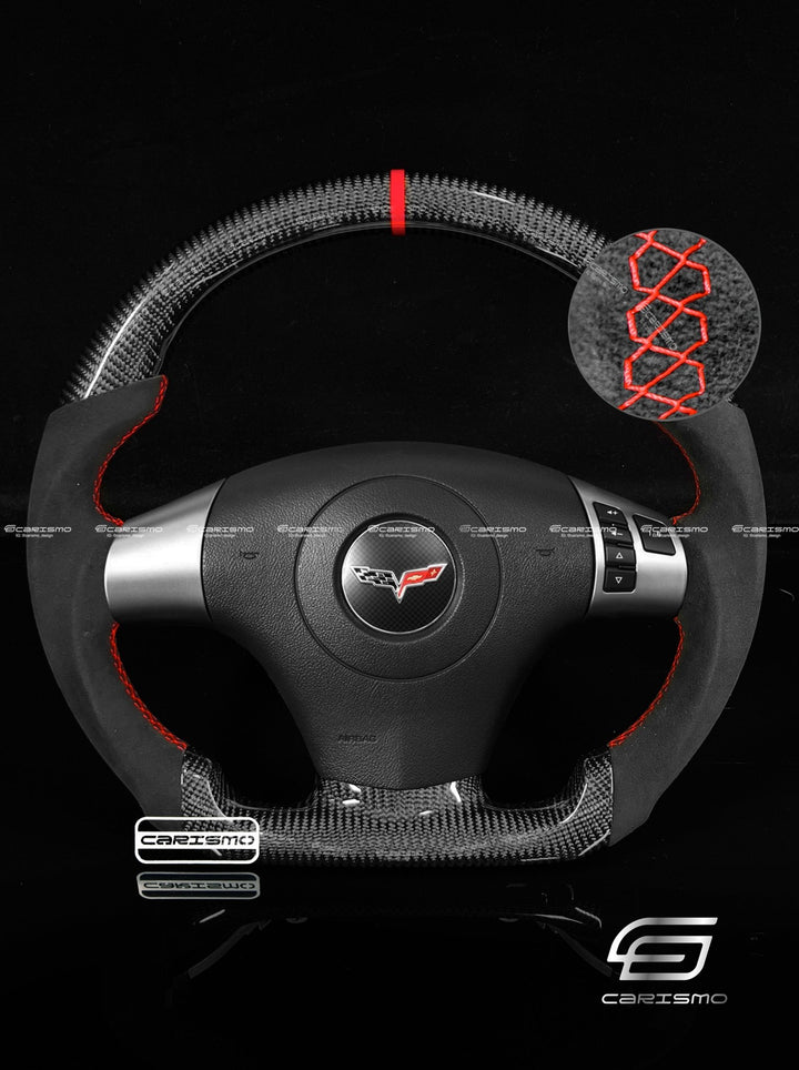 Carismo Steering Wheel For Chevrolet Corvette (C6) - Sport - Gloss Carbon - Alcantara - Carismo