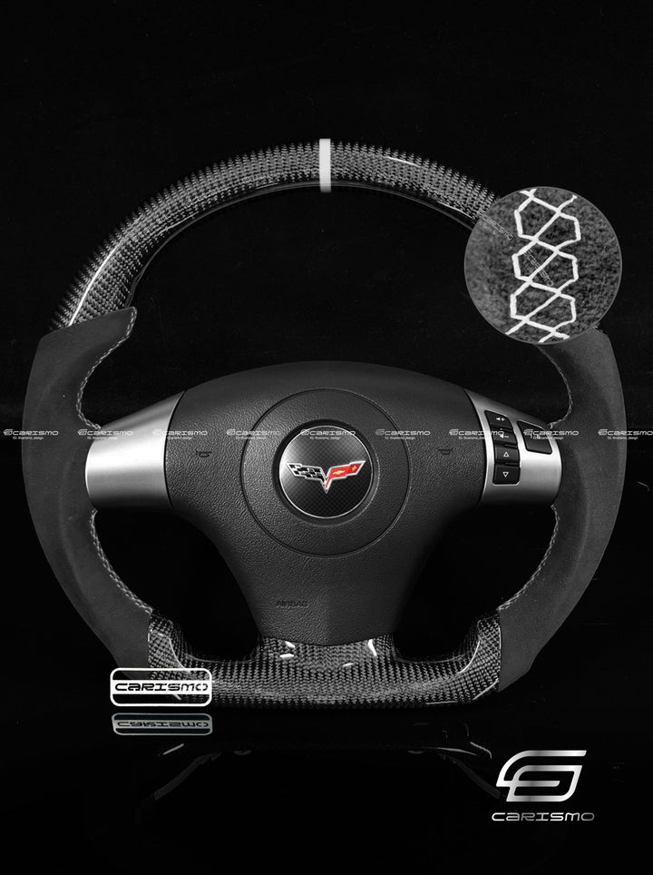 Carismo Steering Wheel For Chevrolet Corvette (C6) - Sport - Gloss Carbon - Alcantara - Carismo