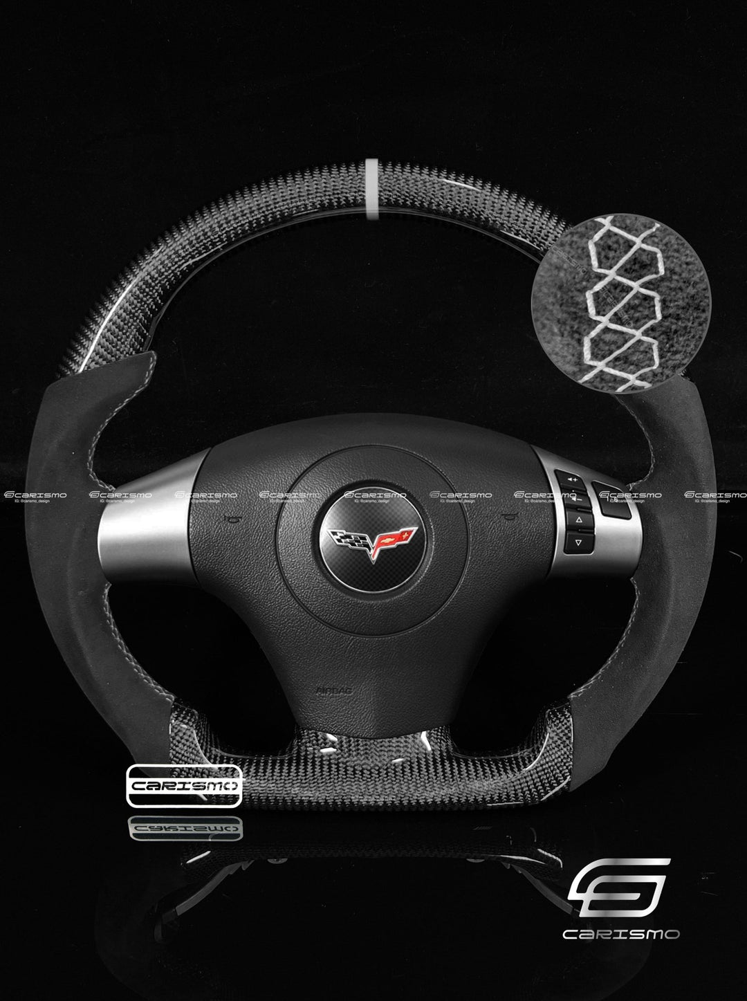 Carismo Steering Wheel For Chevrolet Corvette (C6) - Sport - Gloss Carbon - Alcantara - Carismo