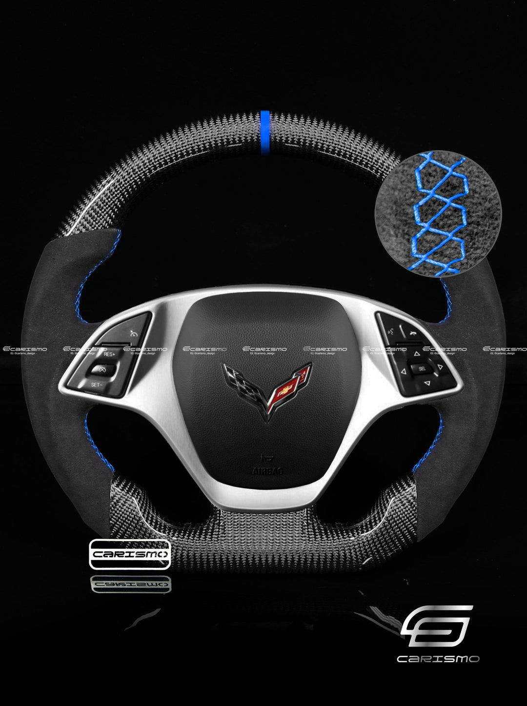 Carismo Steering Wheel For Chevrolet Corvette (C7) - Sport - Gloss Carbon - Alcantara - Carismo