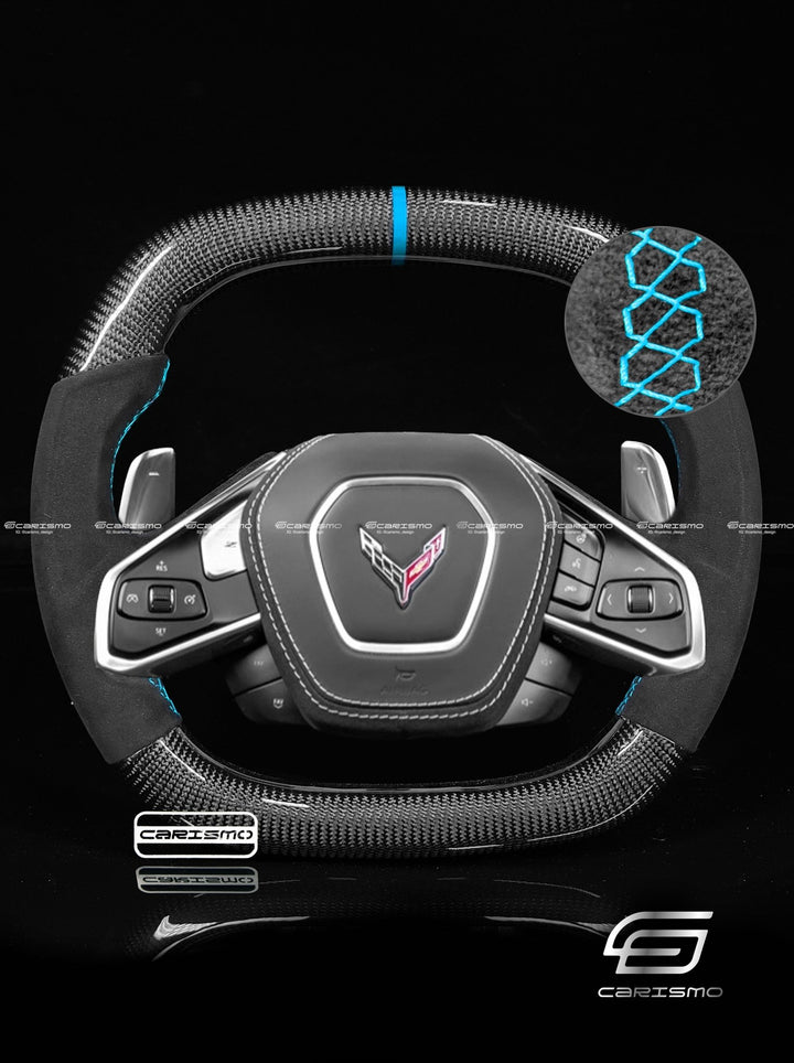 Carismo Steering Wheel For Chevrolet Corvette (C8) - Signature - Gloss Carbon - Alcantara - Carismo