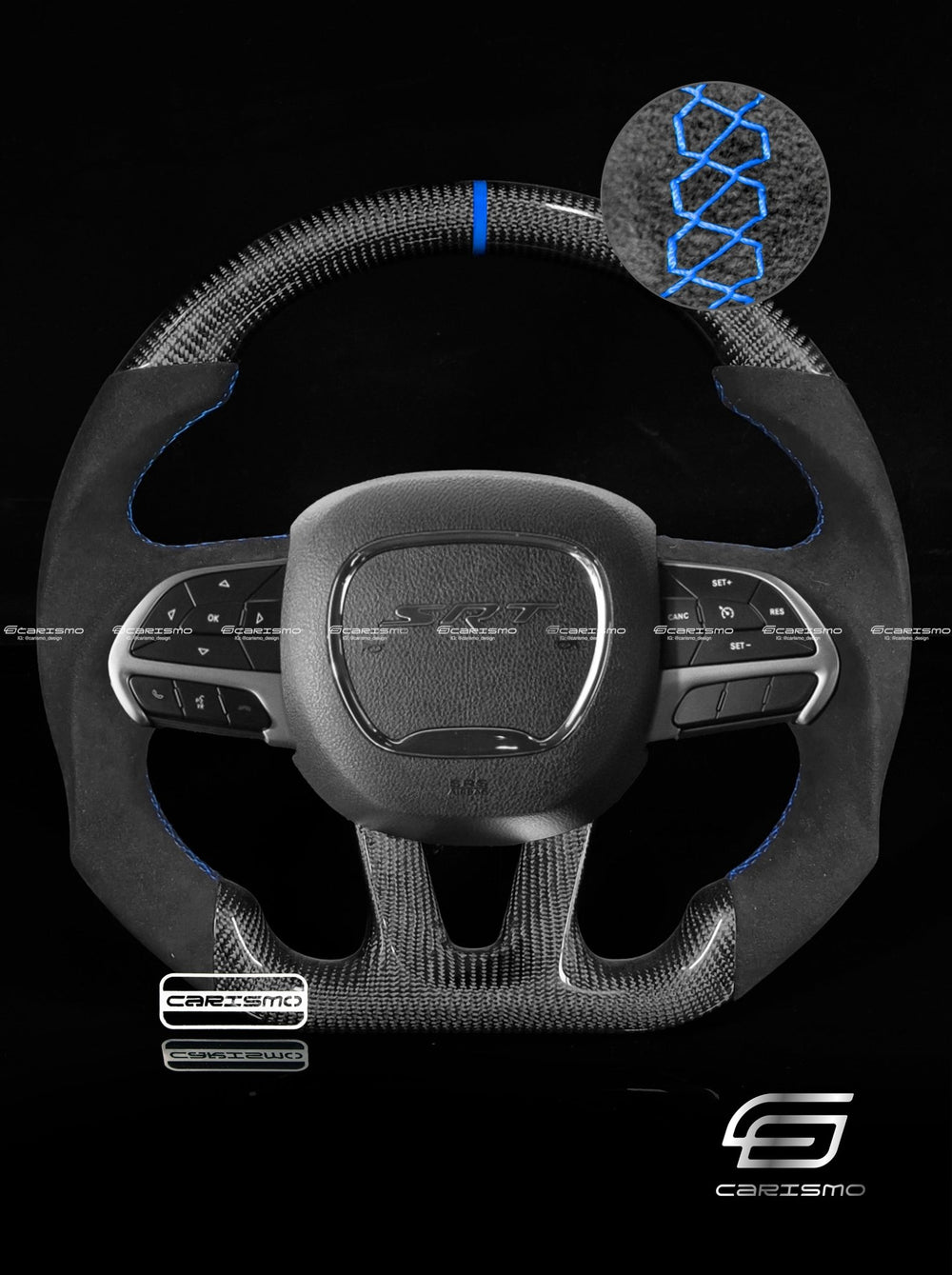 Carismo Steering Wheel For Dodge / SRT (2015+) - Sport - Gloss Carbon - Alcantara - Blue