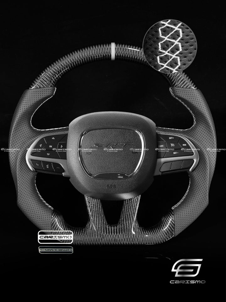 Carismo Steering Wheel For Dodge Challenger SRT (Gen 3 Facelift) - Sport - Gloss Carbon - Perforated Leather - Carismo