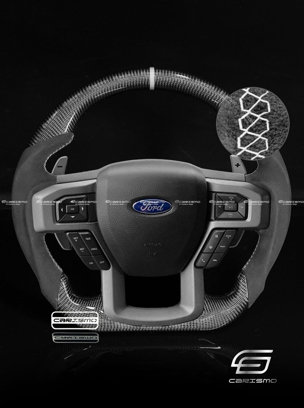 Carismo Steering Wheel For Ford F-150 Raptor (Gen 2) - Sport - Gloss Carbon - Alcantara - White