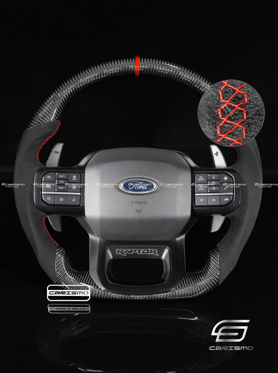 Carismo Steering Wheel For Ford F - 150 Raptor (Gen 3) - Sport - Gloss Carbon - Alcantara - Carismo