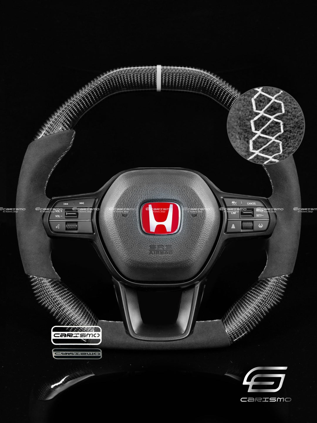 Carismo Steering Wheel For Honda Civic (FE) / Type R (FL5) - Signature - Gloss Carbon - Alcantara - Carismo