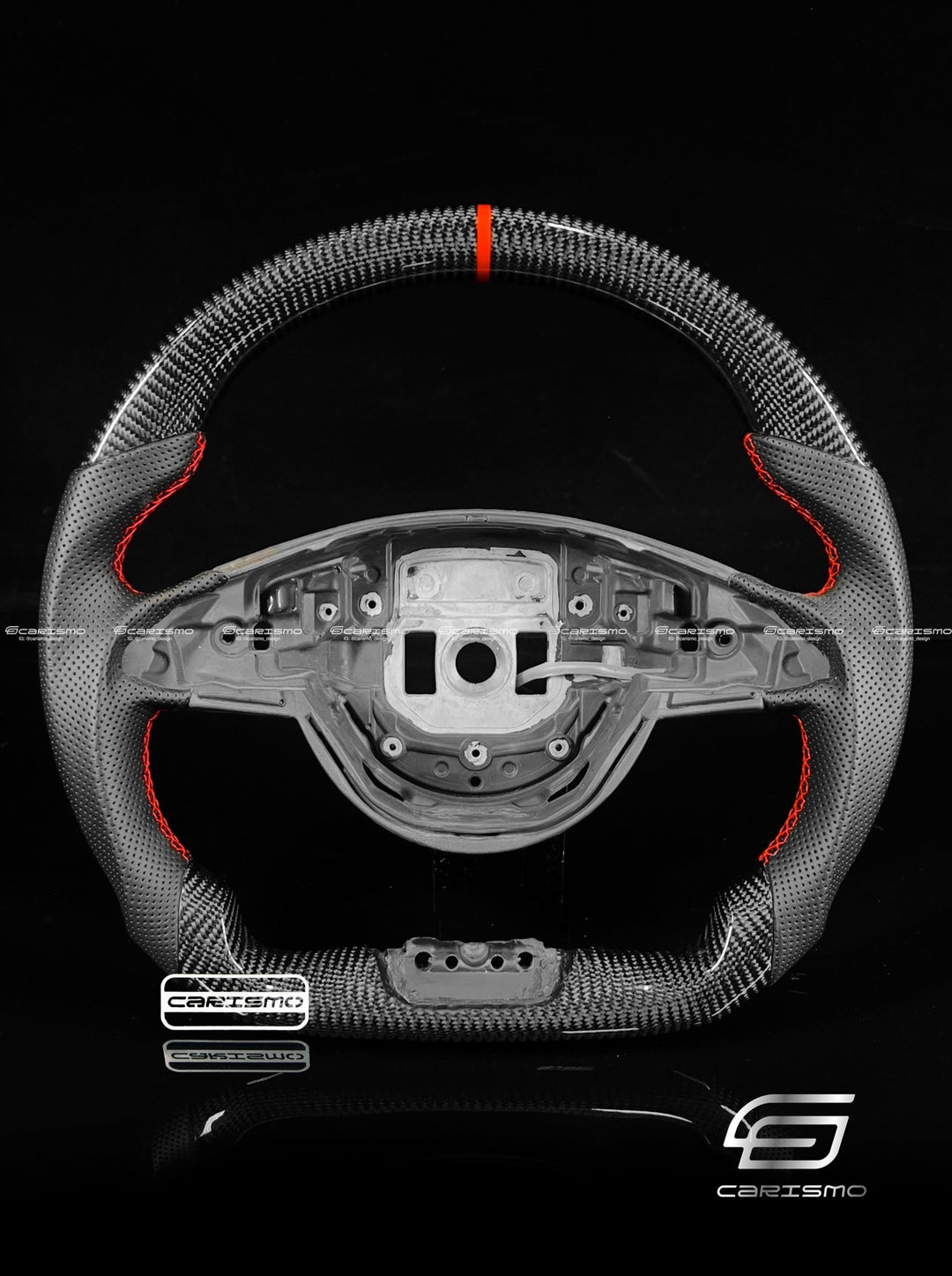 Carismo Steering Wheel For Mercedes/AMG C-Class / C 63 S (2016 Wheel Flat Bottom) - Sport - Gloss Carbon - Perforated Leather - Carismo