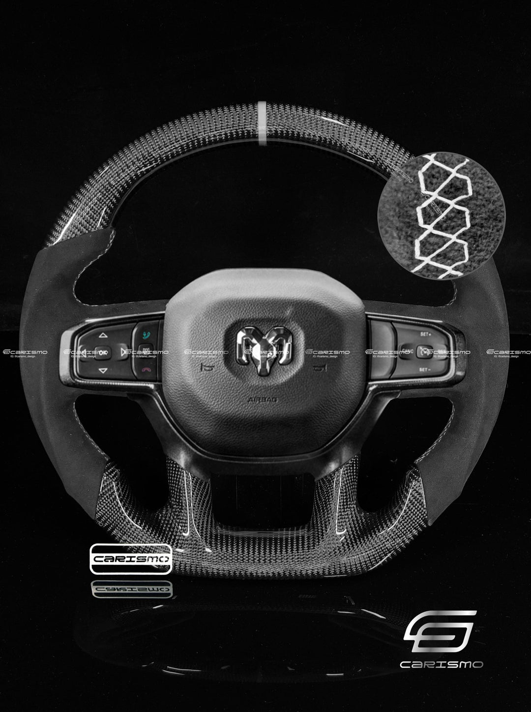 Carismo Steering Wheel For Ram 1500 TRX (DT) - Sport - Gloss Carbon - Alcantara - Carismo