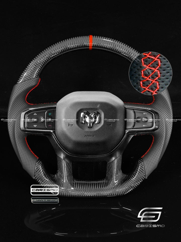 Carismo Steering Wheel For Ram 1500 TRX (DT) - Sport - Gloss Carbon - Perforated Leather - Carismo