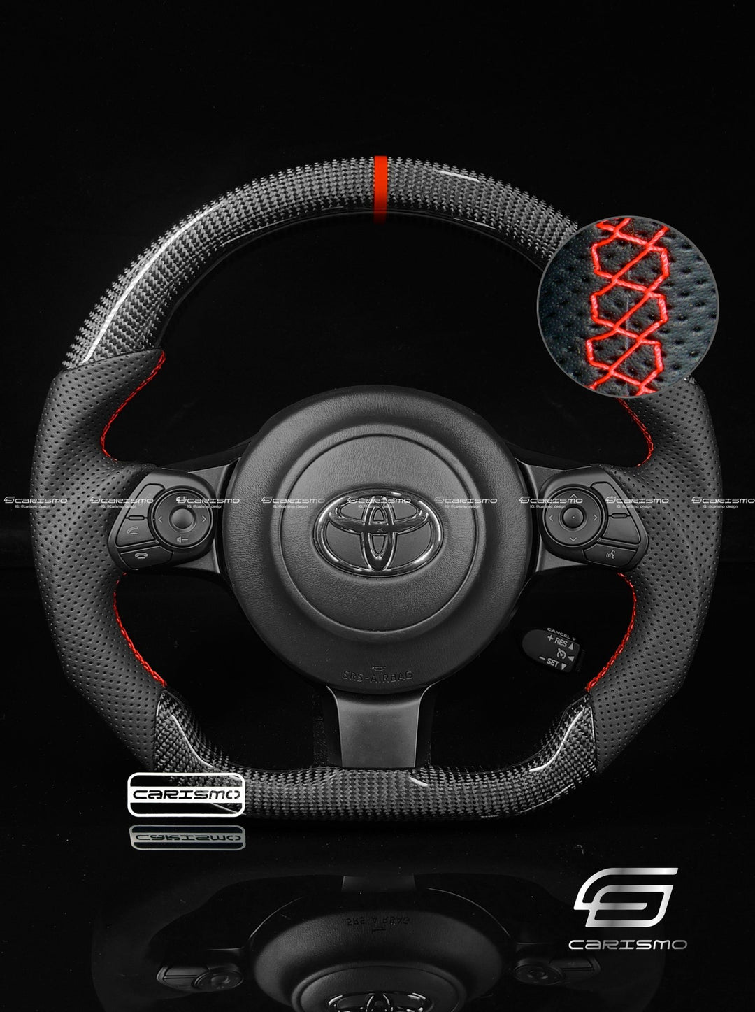 Carismo Steering Wheel For Toyota GR86 (ZN8) - Sport - Gloss Carbon - Perforated Leather - Carismo