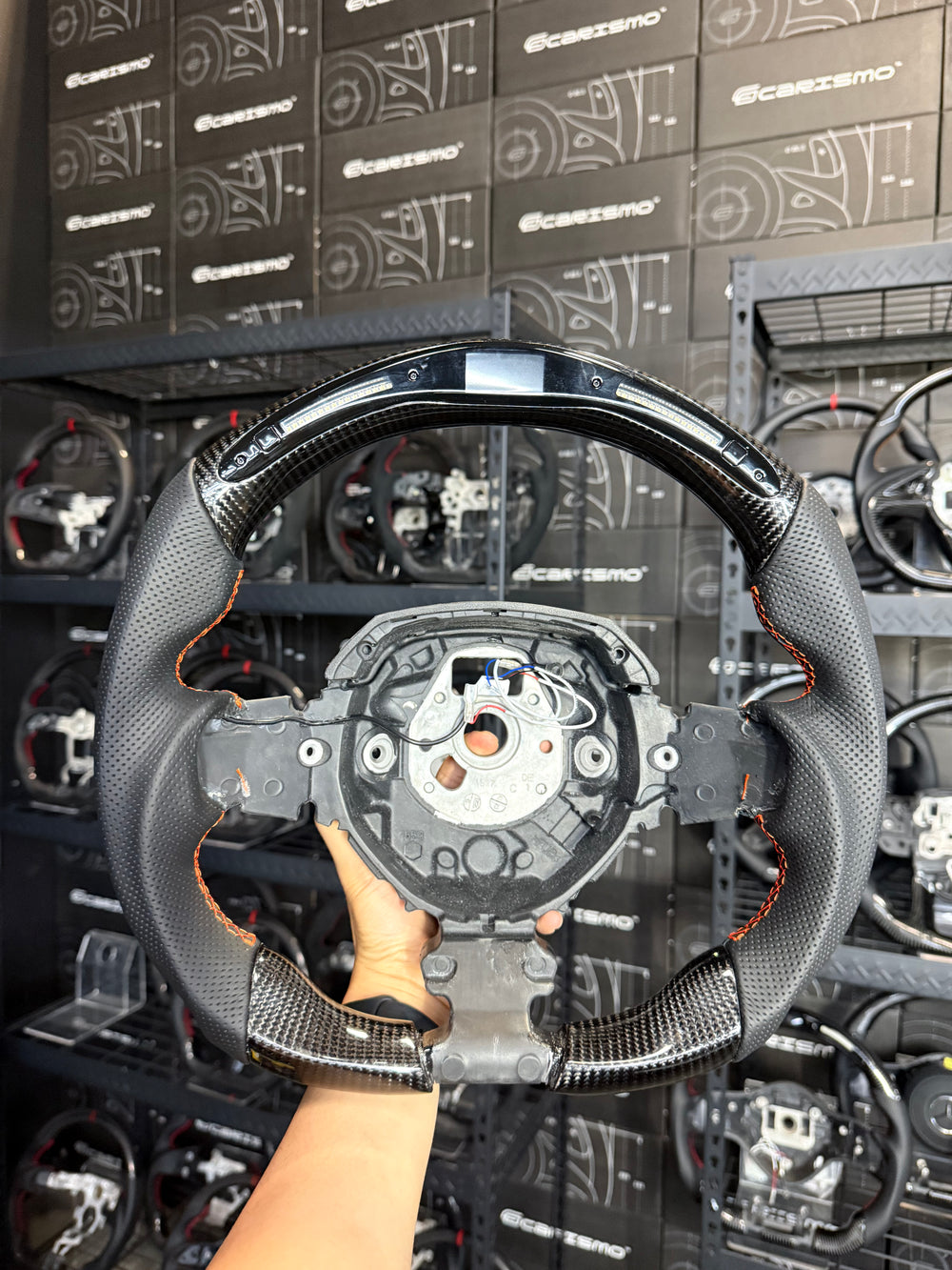 Carismo Steering Wheel For Lamborghini Aventador - Sequential RPM LED - Gloss Carbon - Perforated Leather