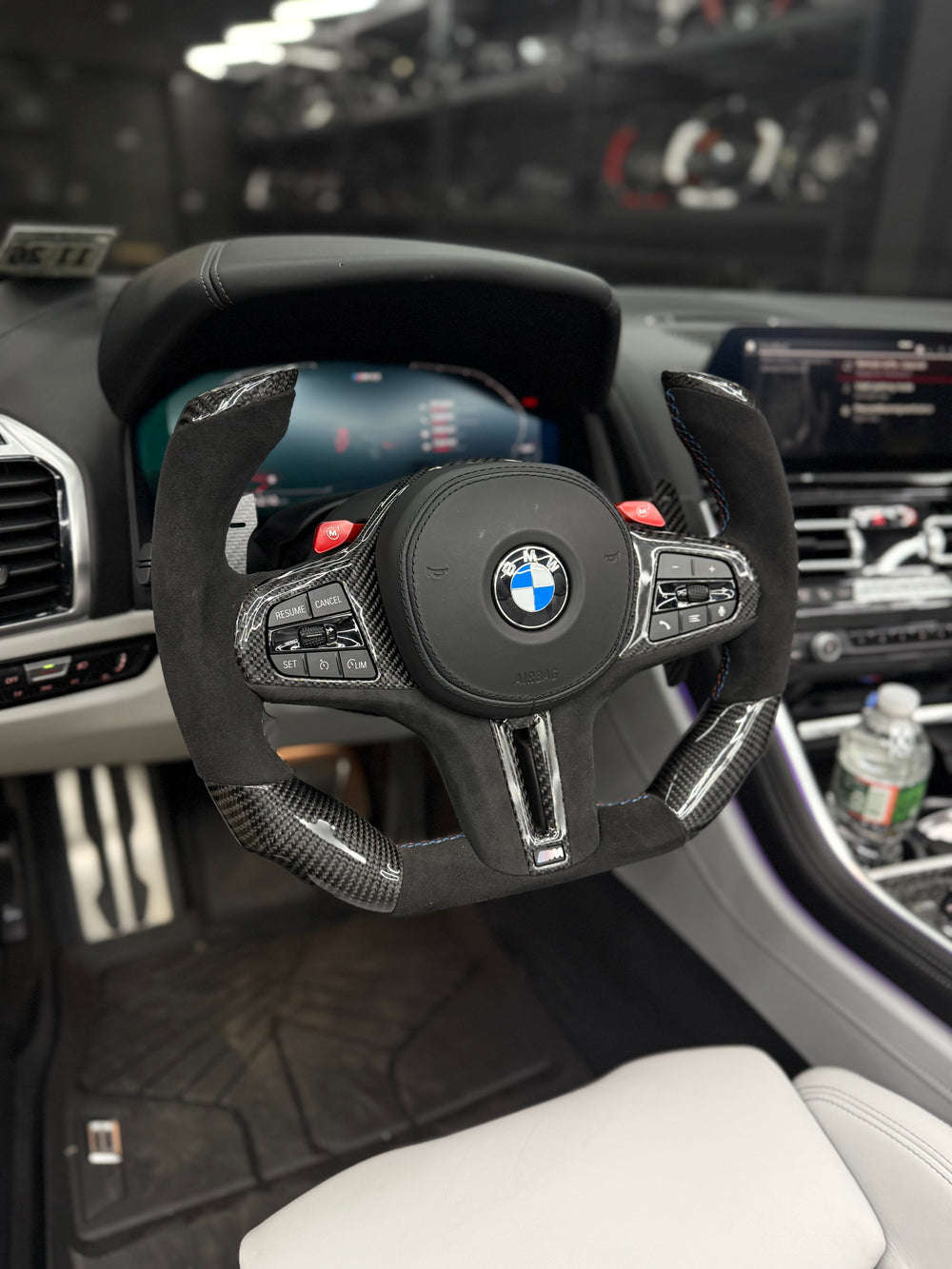 Carismo Steering Wheel For BMW G-Series (M Performance Wheel) - F1 Competition - Gloss Carbon - Alcantara - BMW M Colors