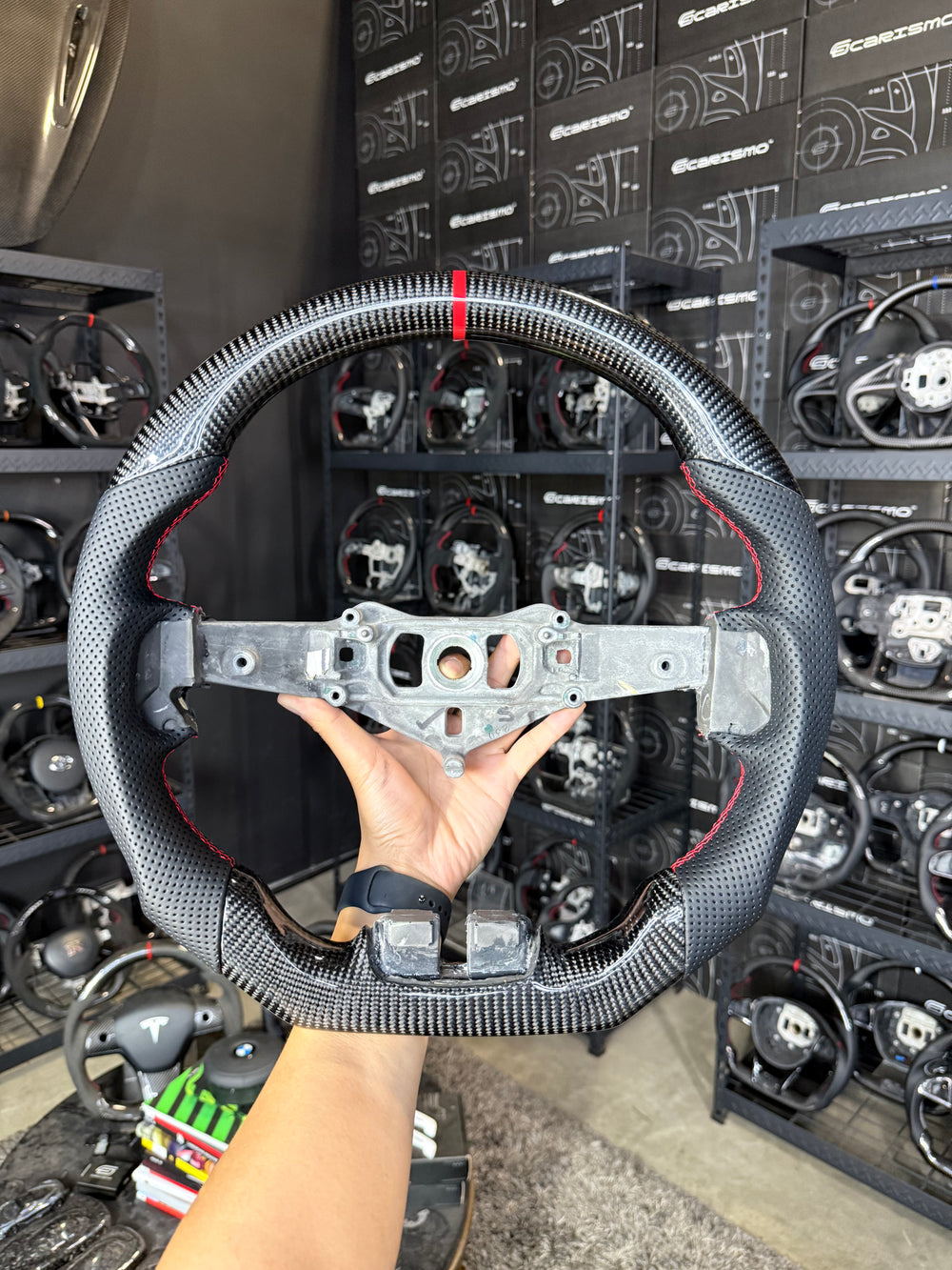 Carismo Steering Wheel For Jeep Wrangler (JK) - Sport - Gloss Carbon - Perforated Leather