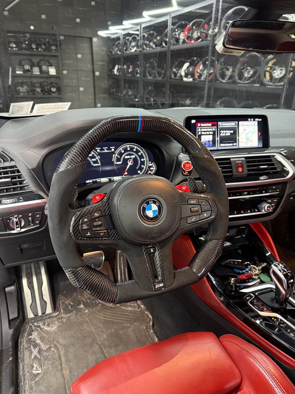 Carismo Steering Wheel For BMW G-Series (M Performance Wheel) - Signature - Gloss Carbon - Alcantara - BMW M Colors