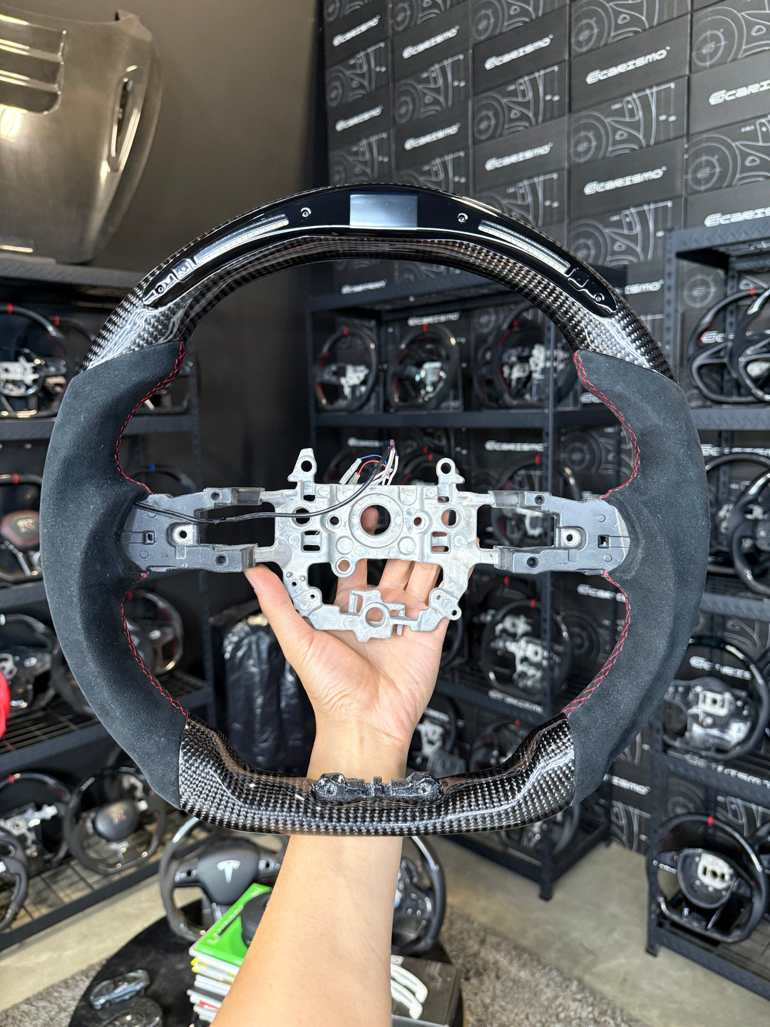 Carismo Steering Wheel For Honda Civic (FE) / Type R (FL5) - Classic RPM LED - Gloss Carbon - Alcantara