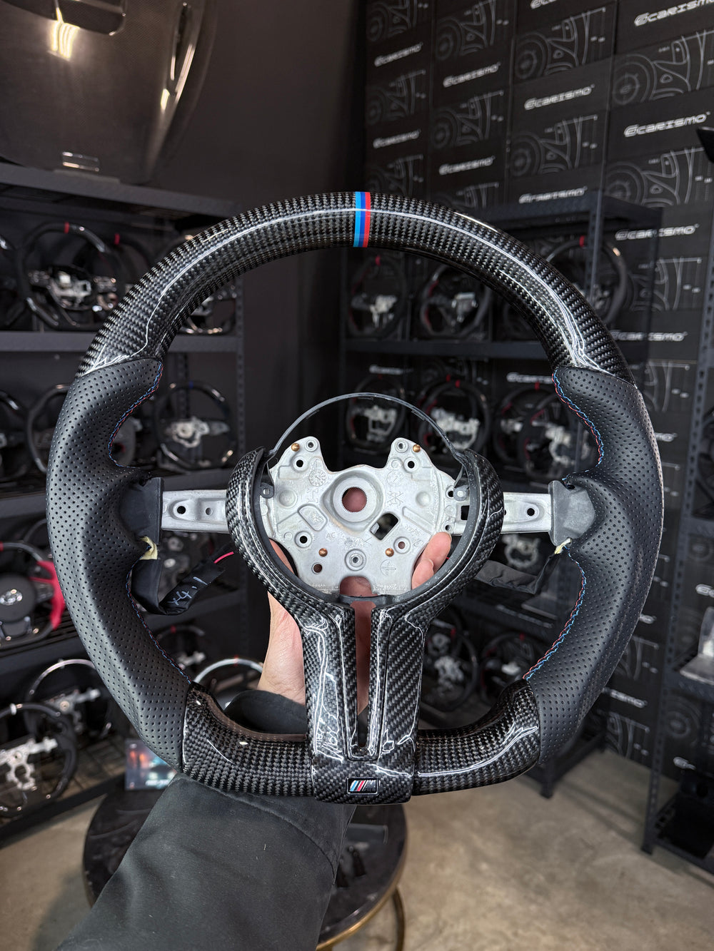 Carismo Steering Wheel For BMW F-Series (M Performance Wheels) - Sport - Gloss Carbon - Perforated Leather