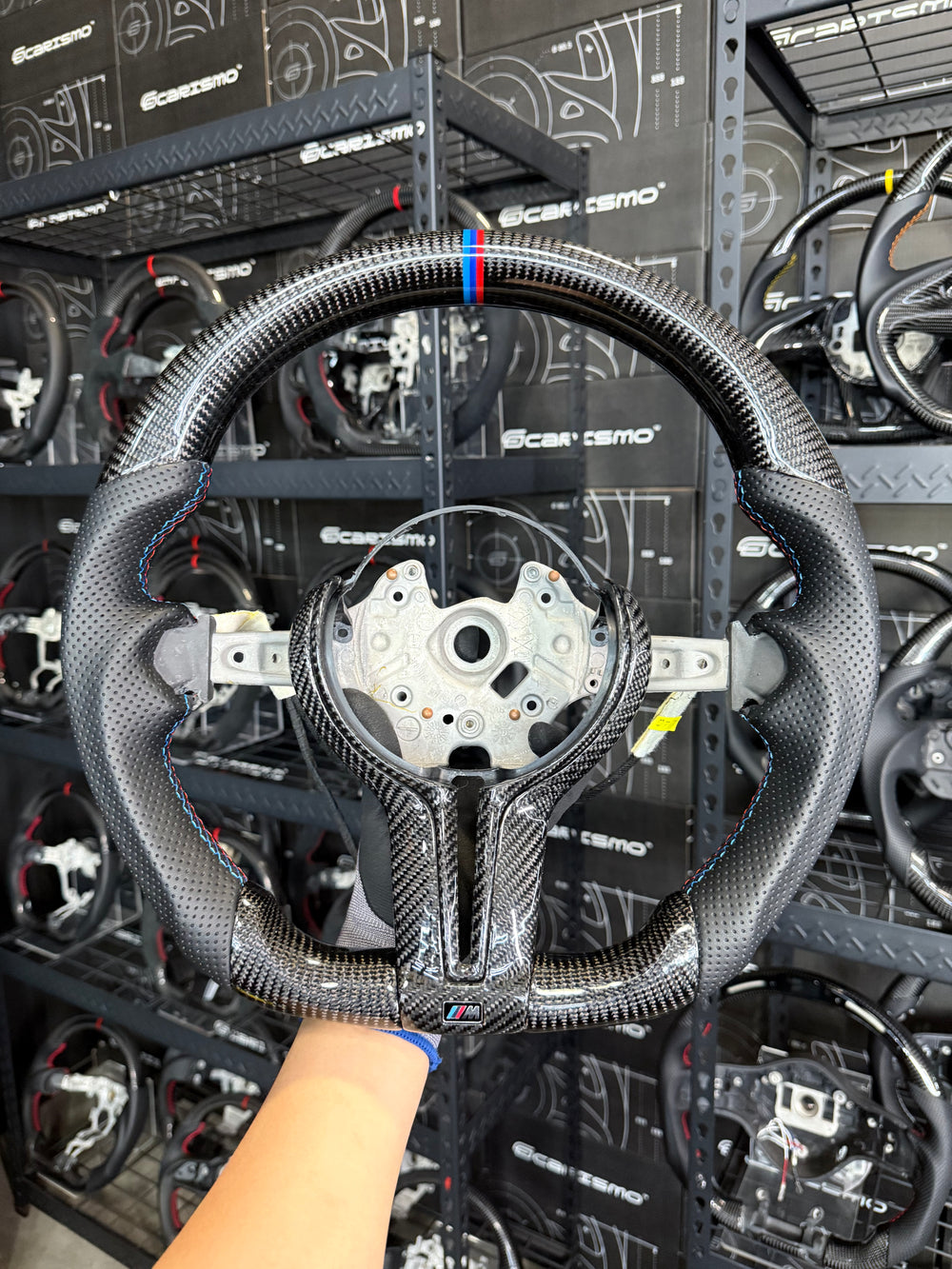 Carismo Steering Wheel For BMW F-Series (M Performance Wheels) - Sport - Gloss Carbon - Perforated Leather