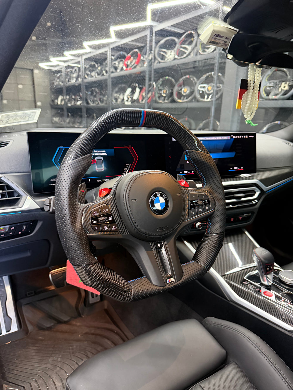 Carismo Steering Wheel For BMW G-Series (M Performance Wheel) - Signature - Gloss Carbon - Perforated Leather - BMW M Colors