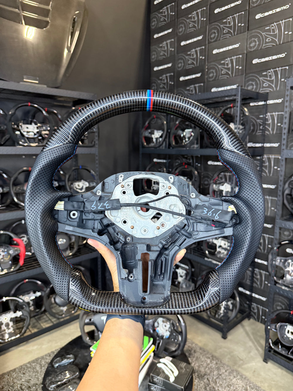 Carismo Steering Wheel For BMW G-Series (M Performance Wheels) - Sport - Gloss Carbon - Perforated Leather