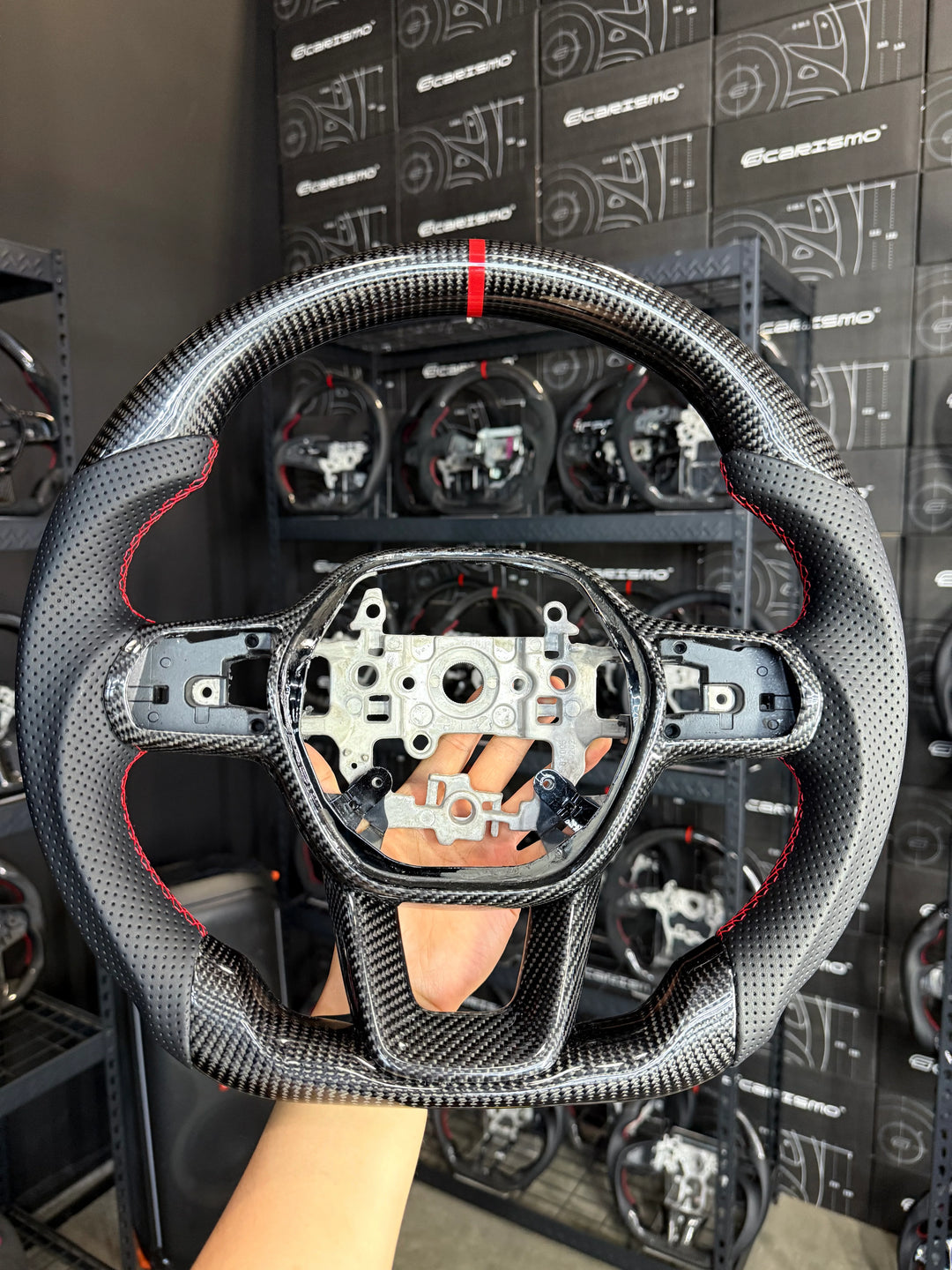 Carismo Steering Wheel For Honda Civic (FE) / Type R (FL5) - Sport - Gloss Carbon - Perforated Leather