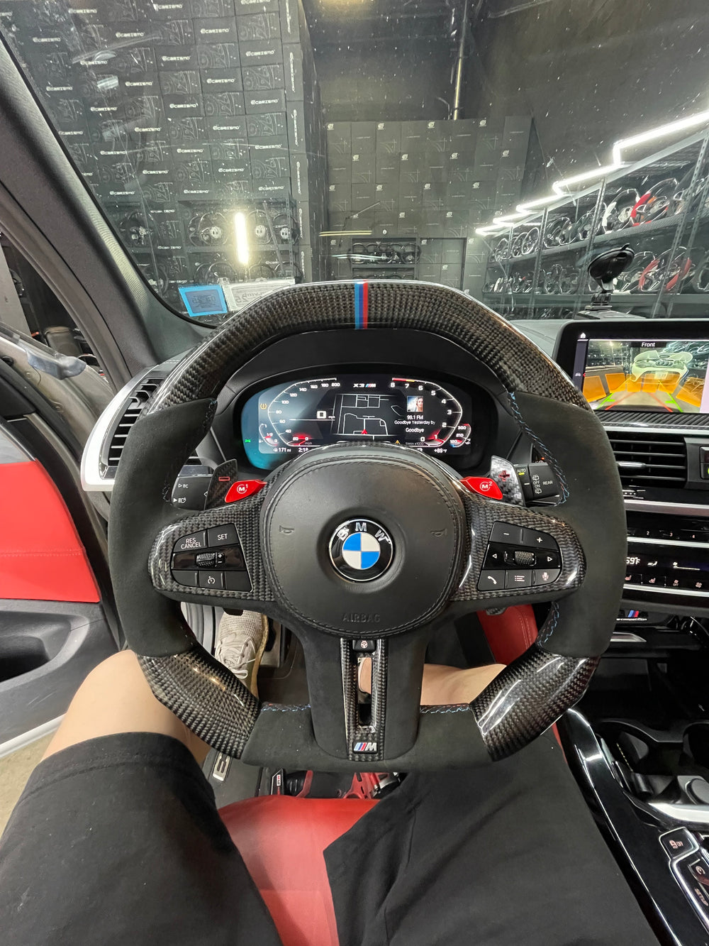 Carismo Steering Wheel For BMW G-Series (M Performance Wheel) - Signature - Gloss Carbon - Alcantara - BMW M Colors