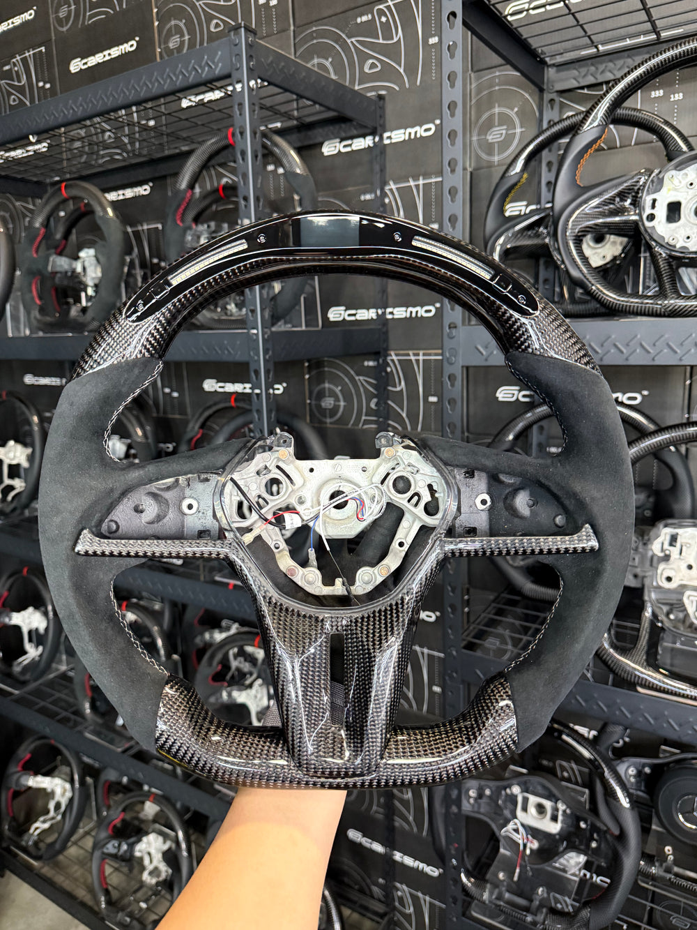 Carismo Steering Wheel For Nissan GT-R (R35 EBA) - Sequential RPM LED - Gloss Carbon - Alcantara