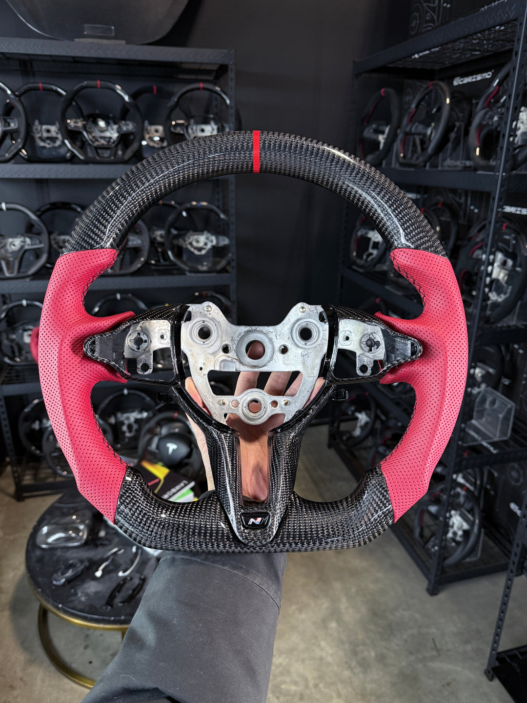 [Media/Test] Hyundai Elantra N (CN7) - Sport - Gloss Carbon - Red Perforated Leather - Black Stitching - Red Stripe (Trim Included)