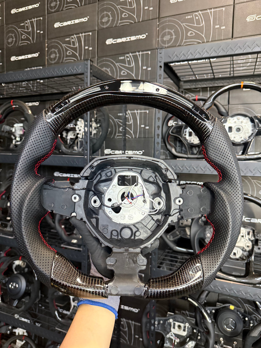 Carismo Steering Wheel For Lamborghini Aventador - Sequential RPM LED - Gloss Carbon - Perforated Leather
