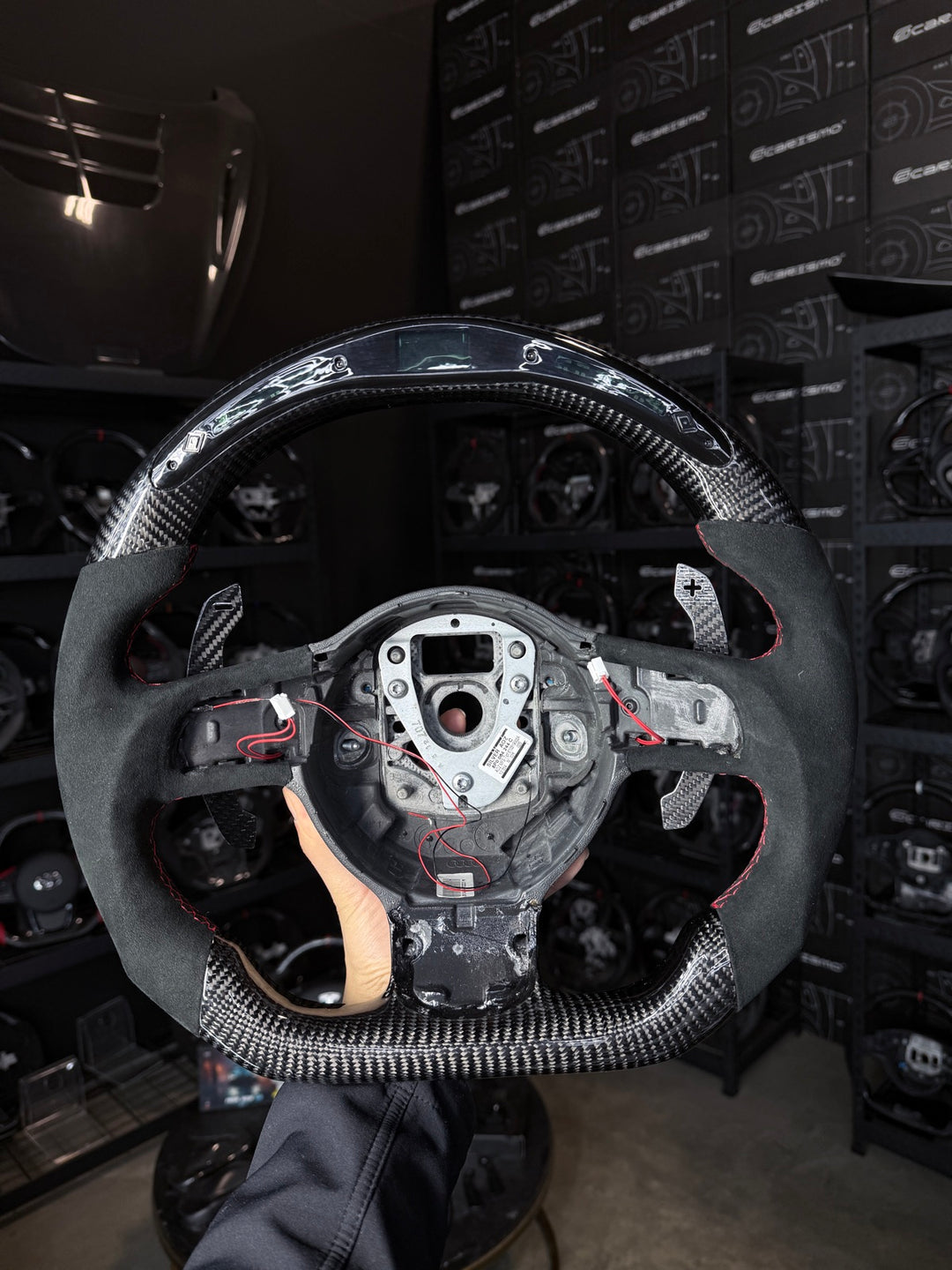 [Made to Order] Audi R8 (Gen 1) - Classic RPM LED - Gloss Carbon - Alcantara - Red Stitching - No Stripe