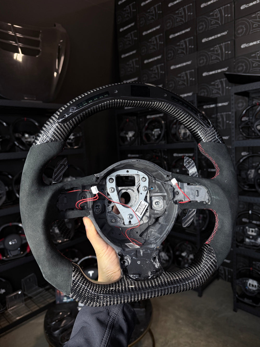 [Made to Order] Audi R8 (Gen 1) - Classic RPM LED - Gloss Carbon - Alcantara - Red Stitching - No Stripe