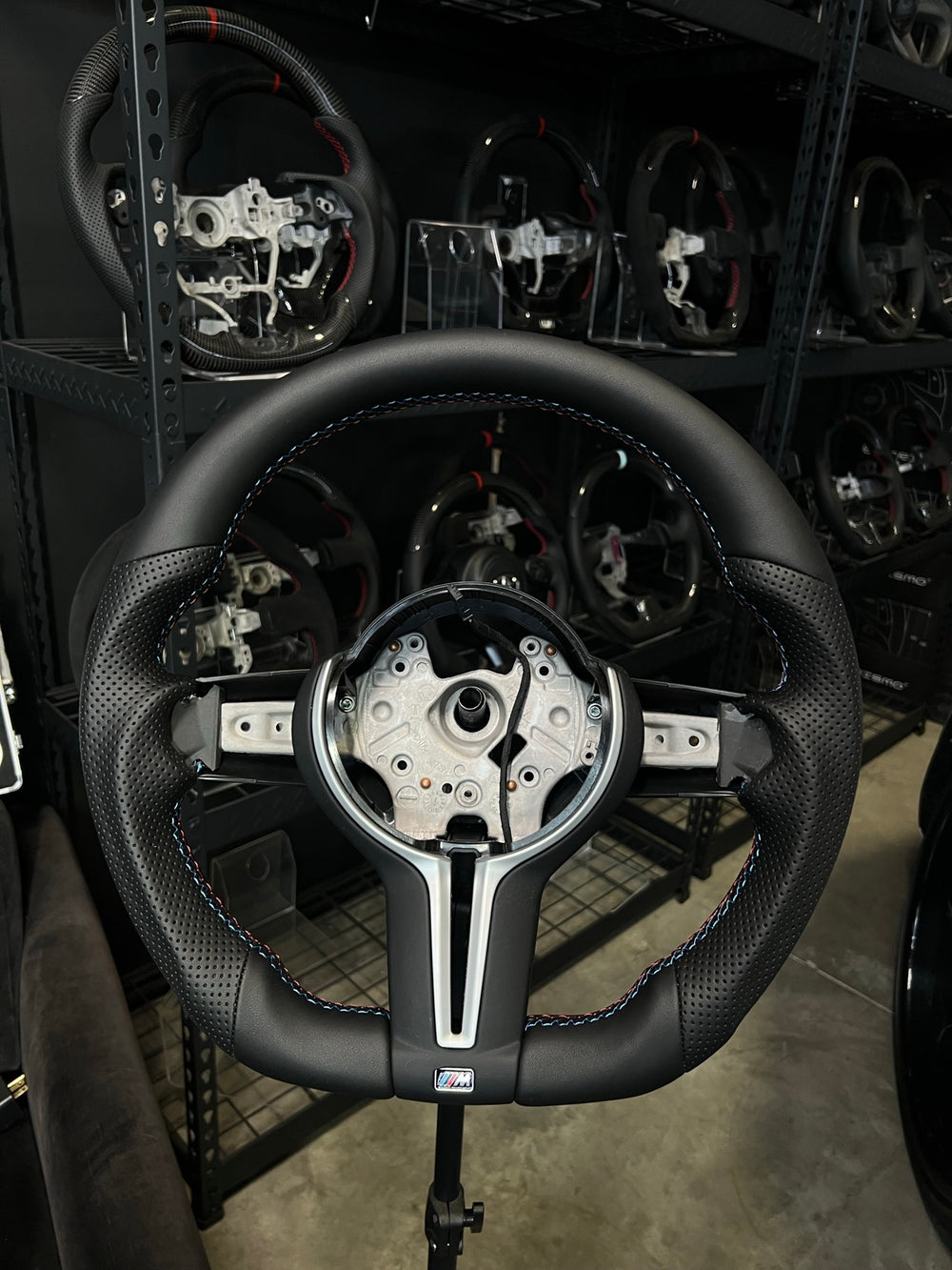 [Made to Order] BMW F-Series (M Performance Wheels) - Sport - (Full Leather) Smooth Leather - Perforated Leather - BMW M Colors Stitching - No Stripe