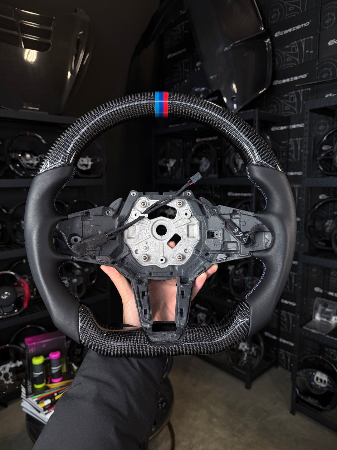 [Made to Order] BMW G-Series LCI (M Performance Wheels) - Sport - Gloss Carbon - Smooth Leather - BMW M Colors Stitching - BMW M Colors Stripe