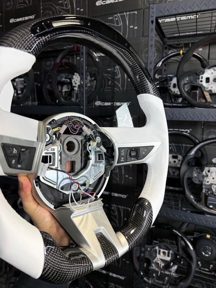[Made to Order] Chevrolet Camaro (Gen 5) - Classic RPM LED - Gloss Carbon - White Smooth Leather - White Stitching - No Stripe
