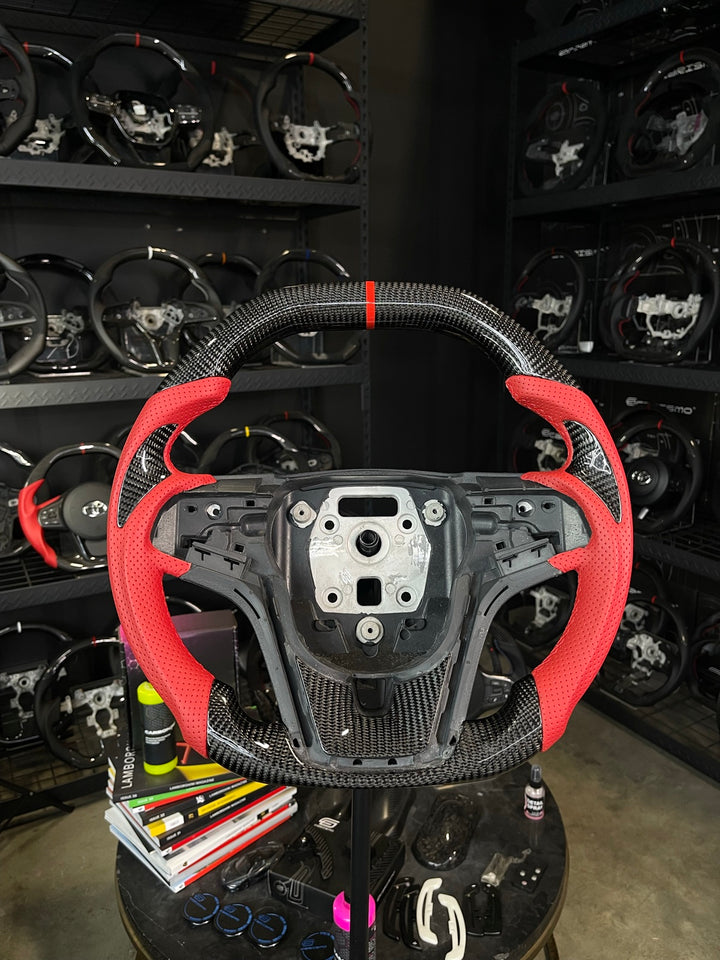 [Made to Order] Chevrolet Camaro (Gen 5 Facelift) - Signature - Gloss Carbon - Red Perforated Leather with Carbon Thumb Grip - Red Stitching - Red Stripe