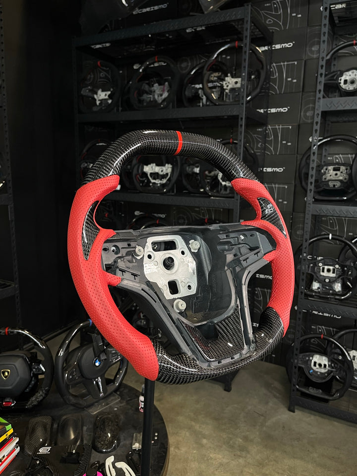 [Made to Order] Chevrolet Camaro (Gen 5 Facelift) - Signature - Gloss Carbon - Red Perforated Leather with Carbon Thumb Grip - Red Stitching - Red Stripe