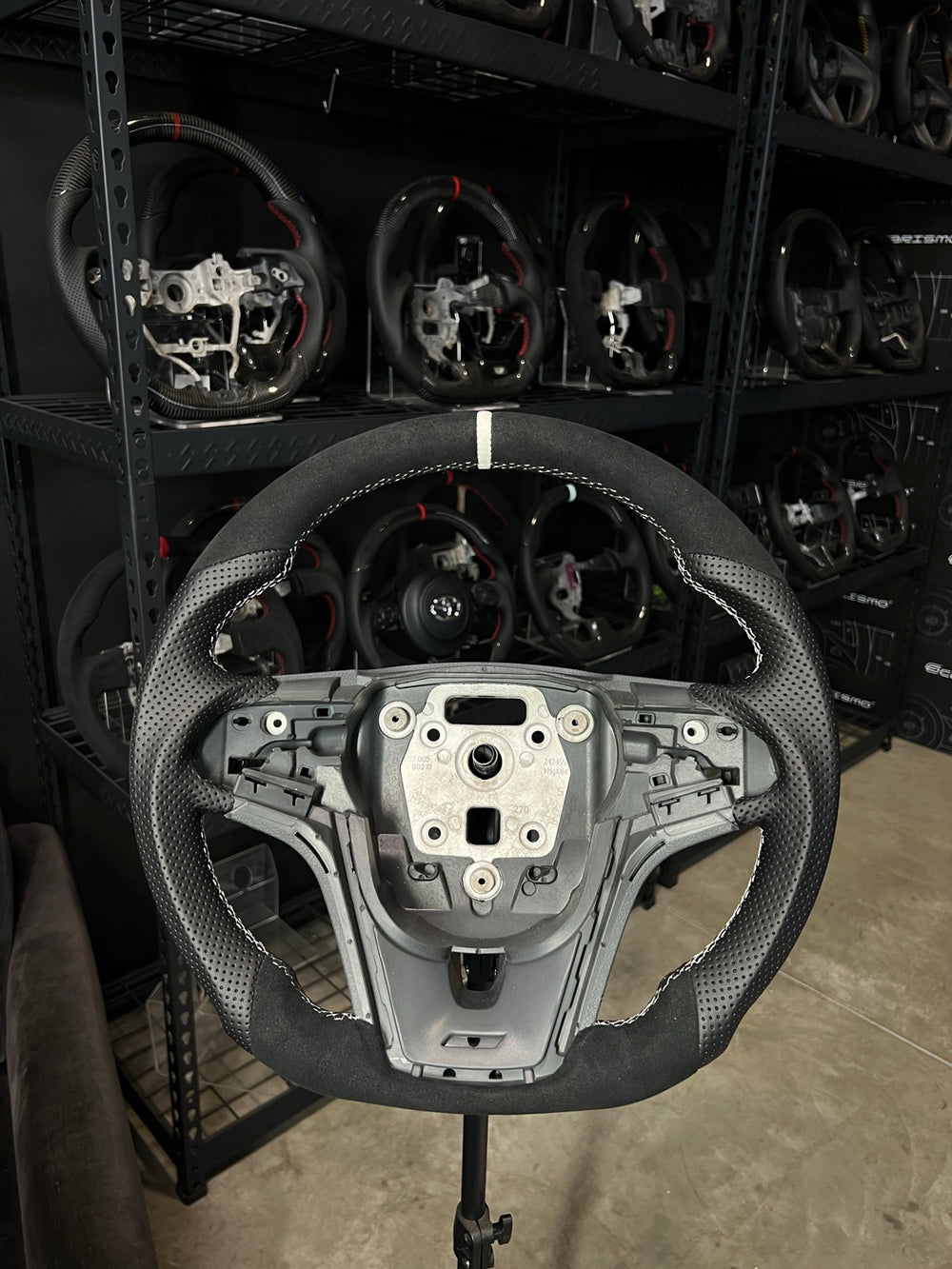 [Made to Order] Chevrolet Camaro (Gen 5 Facelift) - Sport - (No Carbon) Alcantara - Perforated Leather - White Stitching - White Alcantara Stripe