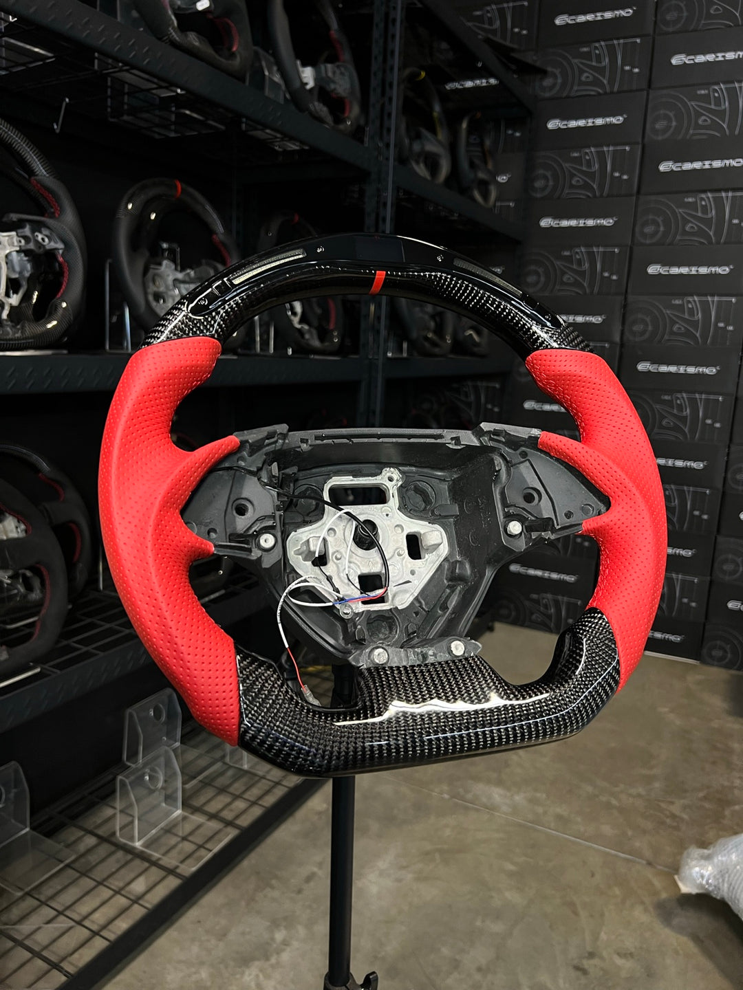 [Made to Order] Chevrolet Camaro (Gen 6) - Classic RPM LED - Gloss Carbon - Red Perforated Leather - Red Stitching - Red Stripe