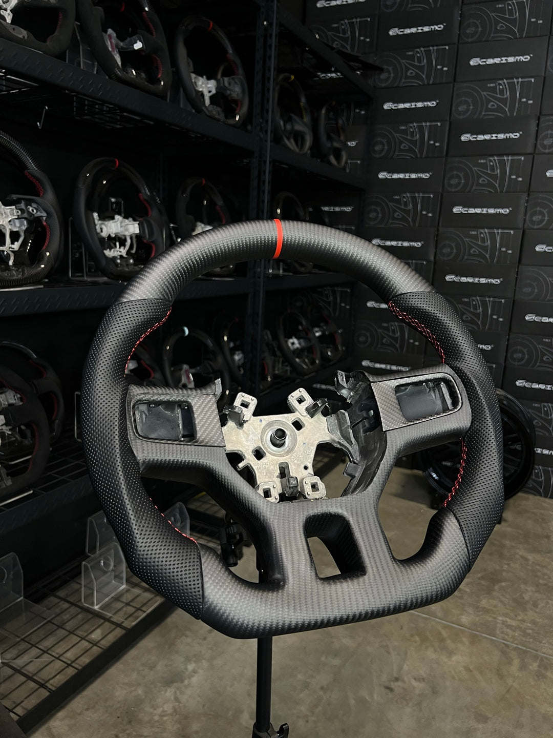 [Made to Order] Dodge Ram (Gen 4) - Sport - Matte Carbon - Perforated Leather - Red Stitching - Red Stripe