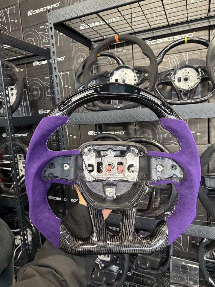 [Made to Order] Dodge / SRT (2015+) - Classic RPM LED - Gloss Carbon - Purple Alcantara - White Stitching - No Stripe