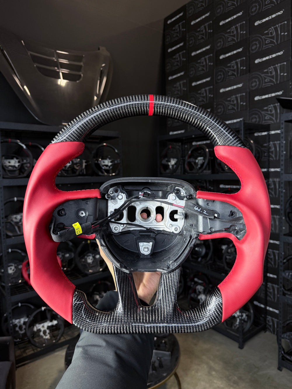 [Made to Order] Dodge / SRT (2015+) - Sport - Gloss Carbon - Red Smooth Leather - Red Stitching - Red Stripe