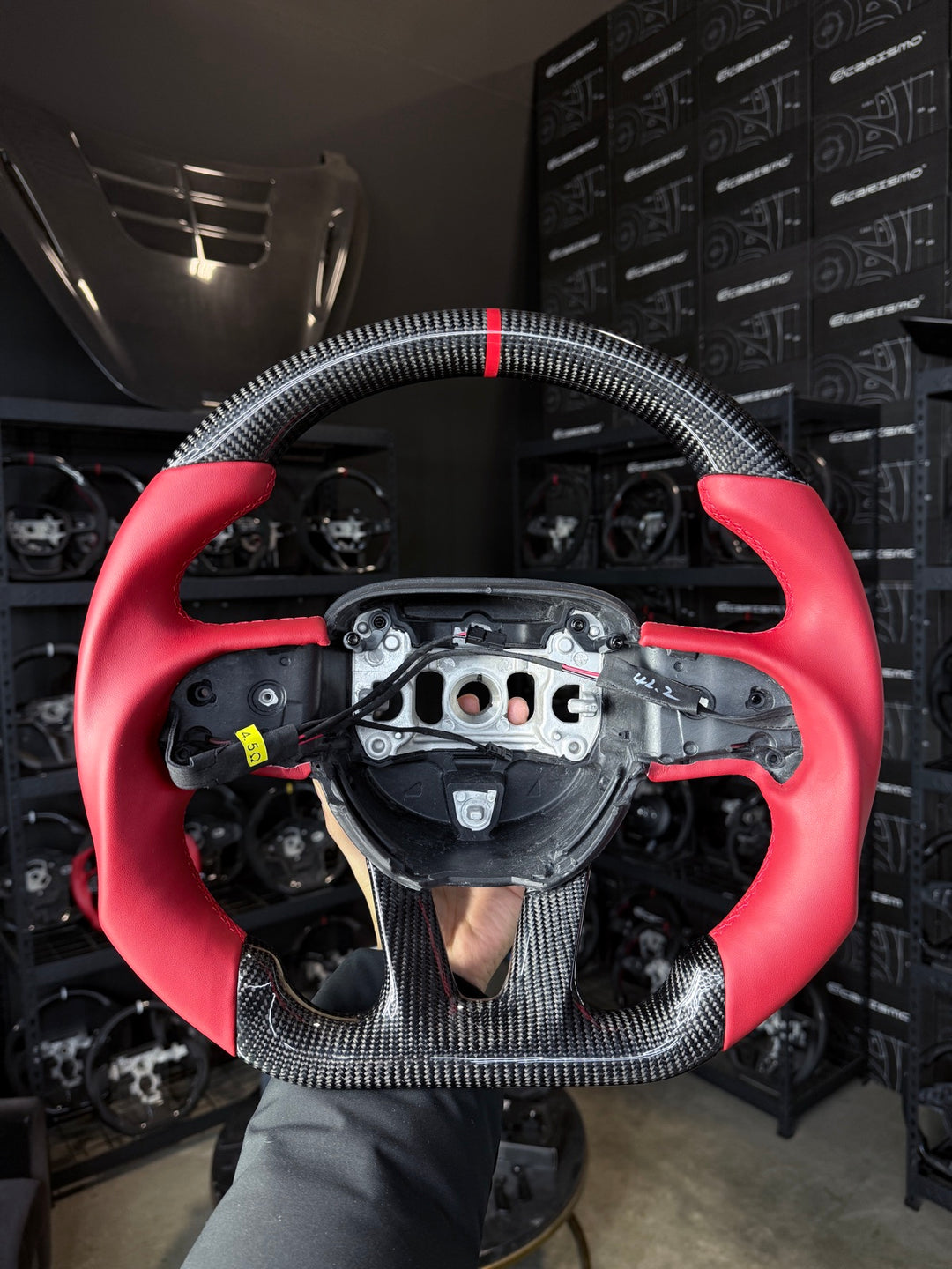 [Made to Order] Dodge / SRT (2015+) - Sport - Gloss Carbon - Red Smooth Leather - Red Stitching - Red Stripe
