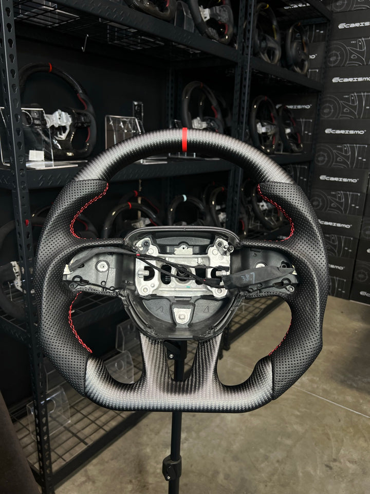 [Made to Order] Dodge / SRT (2015+) - Sport - Matte Carbon - Perforated Leather - Red Stitching - Red Stripe