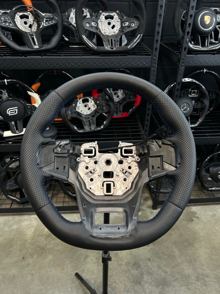 [Made to Order] Ford Bronco (Gen 6) - OEM Shape - (Full Leather) Smooth Leather - Perforated Leather - Blue Stitching - No Stripe