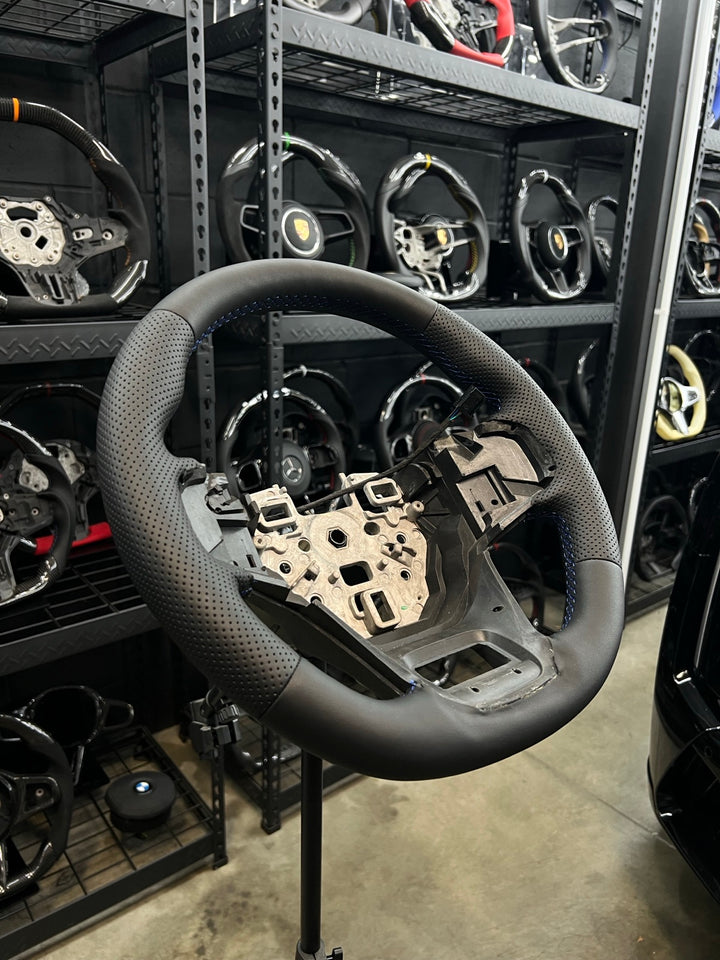 [Made to Order] Ford Bronco (Gen 6) - OEM Shape - (Full Leather) Smooth Leather - Perforated Leather - Blue Stitching - No Stripe