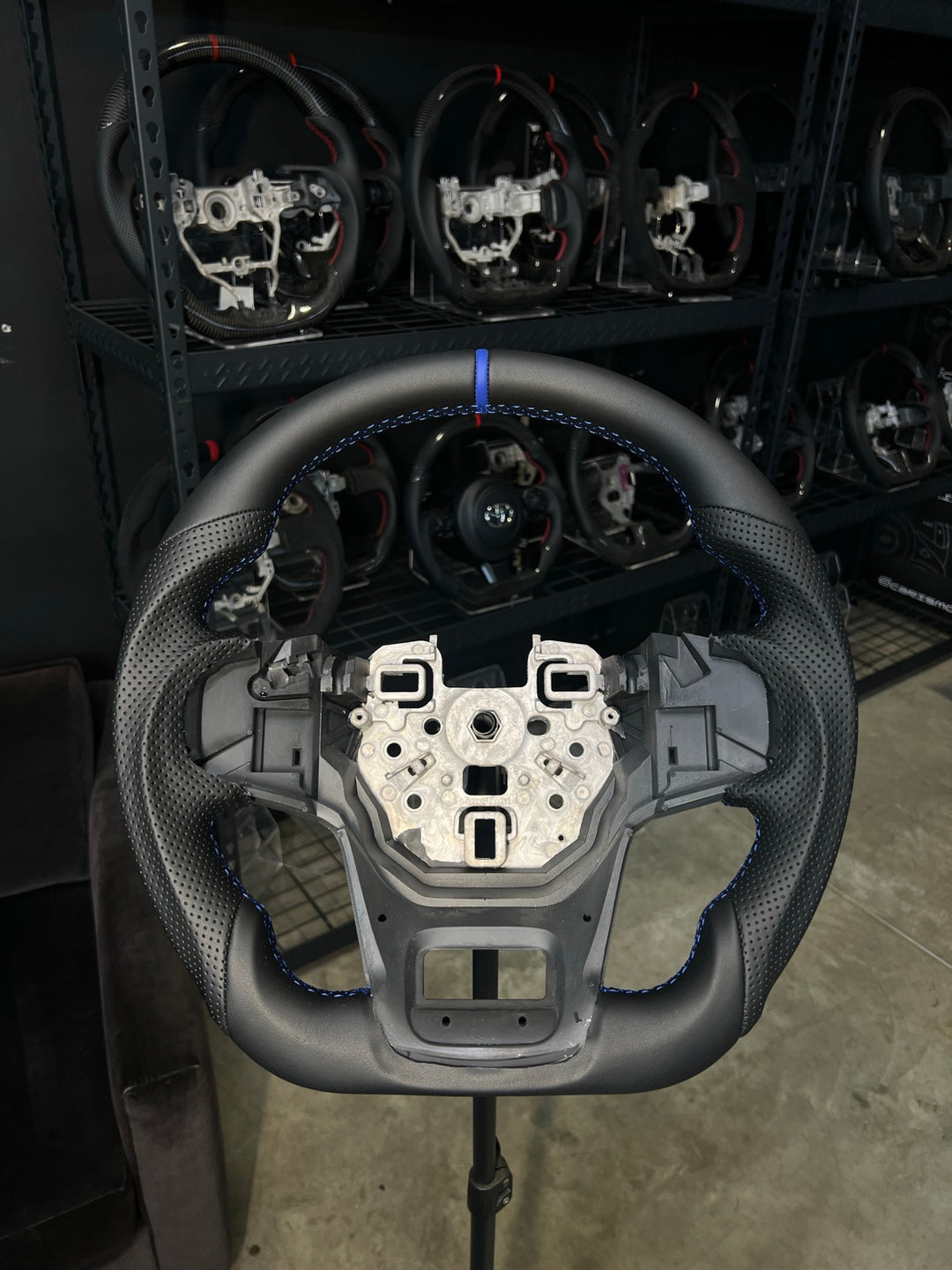 [Made to Order] Ford Bronco (Gen 6) - Sport - (Full Leather) Smooth Leather - Perforated Leather - Blue Stitching - Blue Smooth Leather Stripe