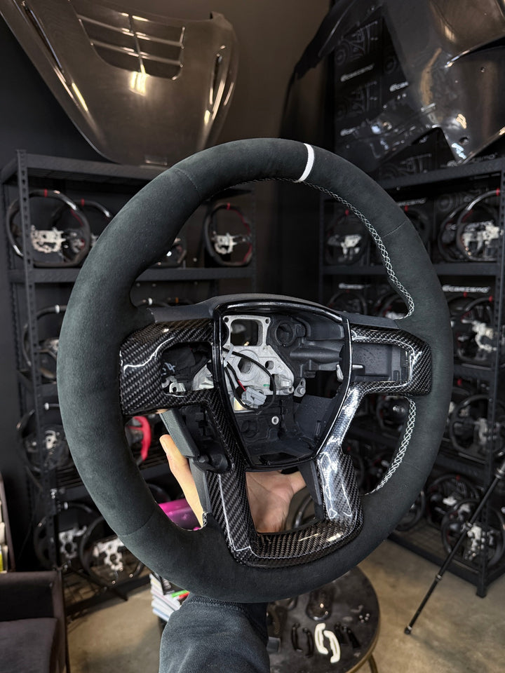 [Made to Order] Ford F-150 Raptor (Gen 2) - OEM Shape - Full Alcantara - Alcantara - White Stitching - White Smooth Leather Stripe