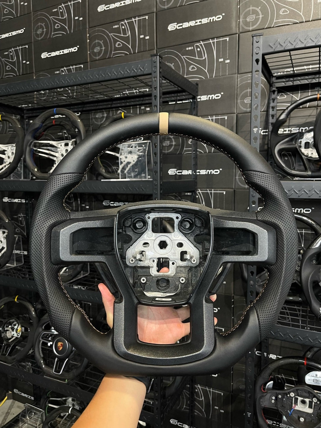 [Made to Order] Ford F-150 Raptor (Gen 2) - Sport - (Full Leather) Smooth Leather - Perforated Leather - Tan Stitching - Tan Smooth Leather Stripe