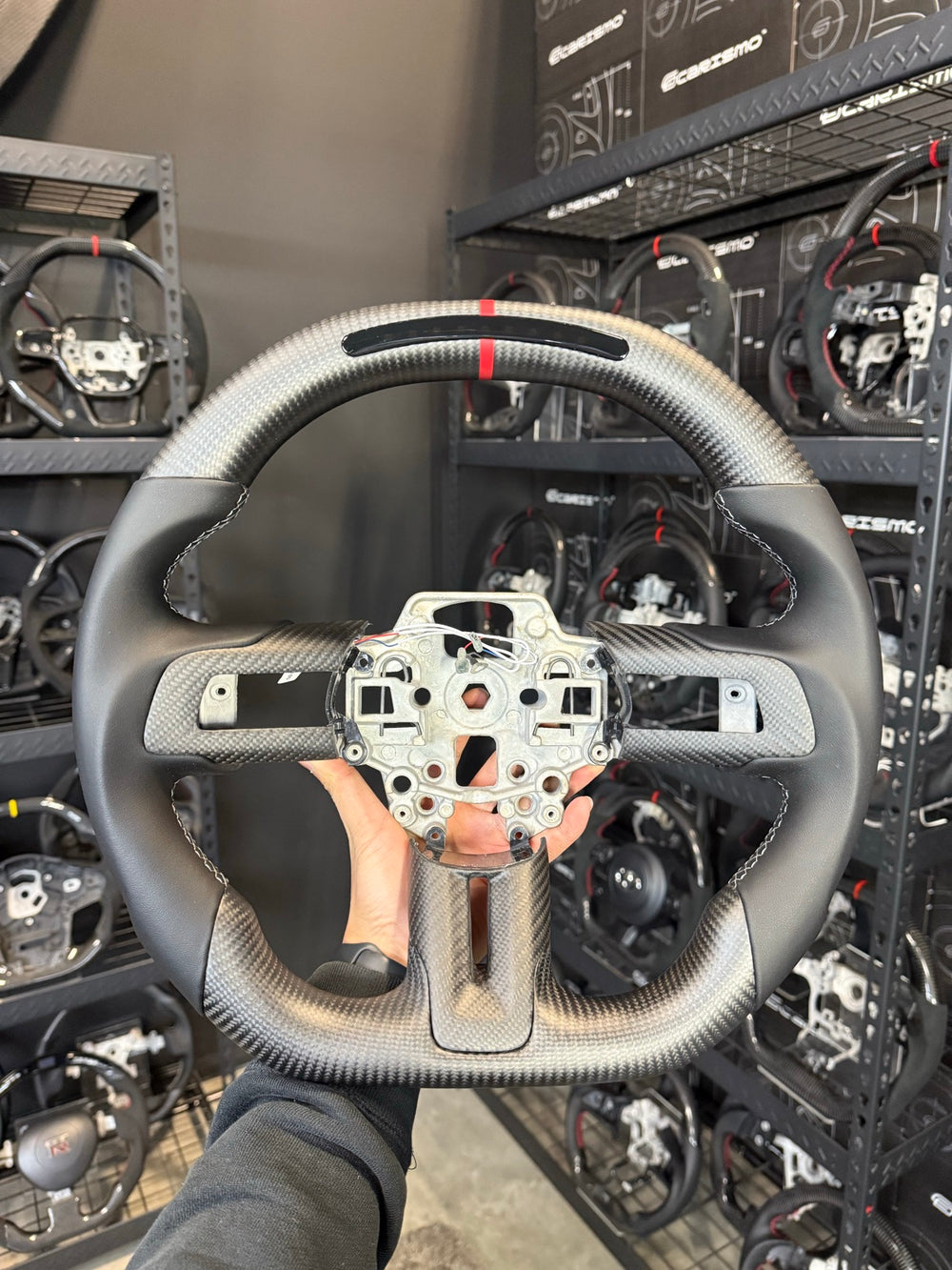 [Made to Order] Ford Mustang (S550 2018 Refresh) - Sequential RPM LED - Matte Carbon - Smooth Leather - Grey Stitching - Red Stripe