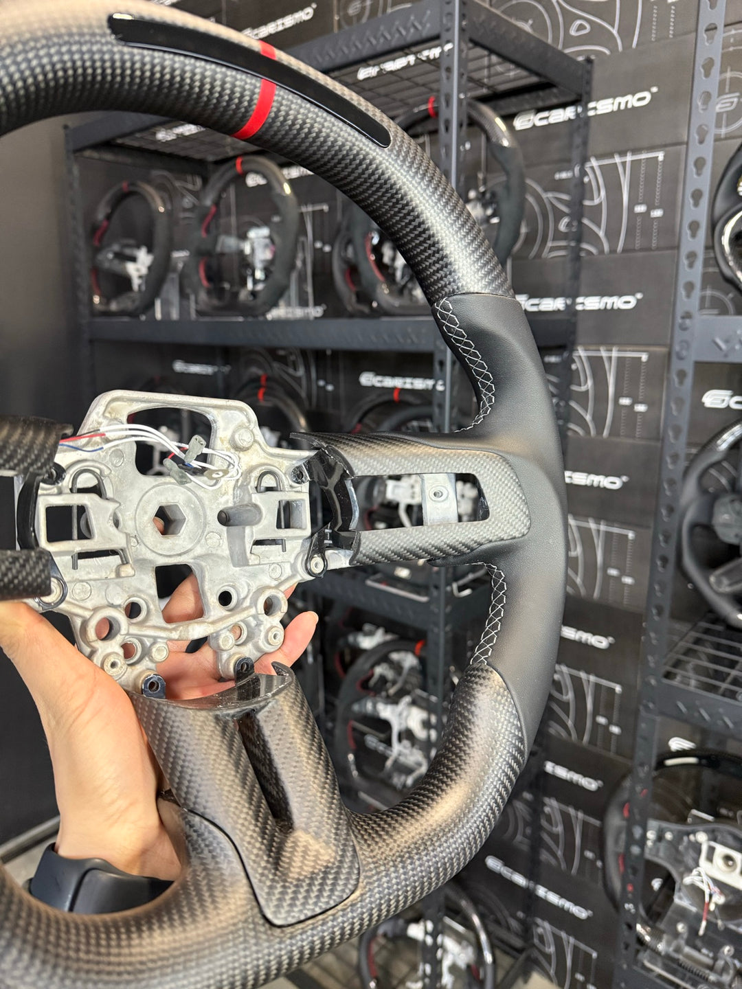 [Made to Order] Ford Mustang (S550 2018 Refresh) - Sequential RPM LED - Matte Carbon - Smooth Leather - Grey Stitching - Red Stripe